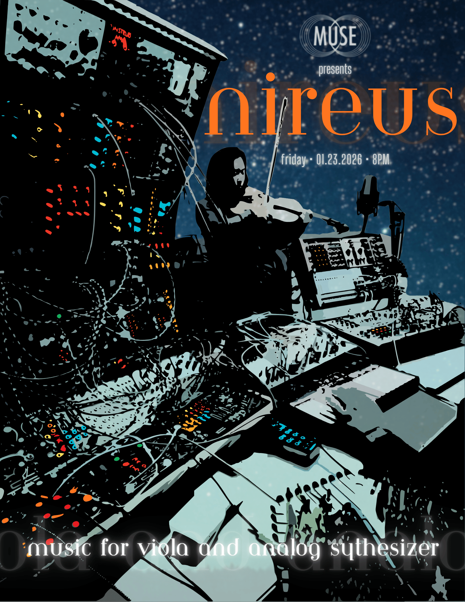 MUSE Presents: Nireus—An Evening of Music for Viola and Analog Sythesizer featuring Clara Takarabe and Anton Riehl