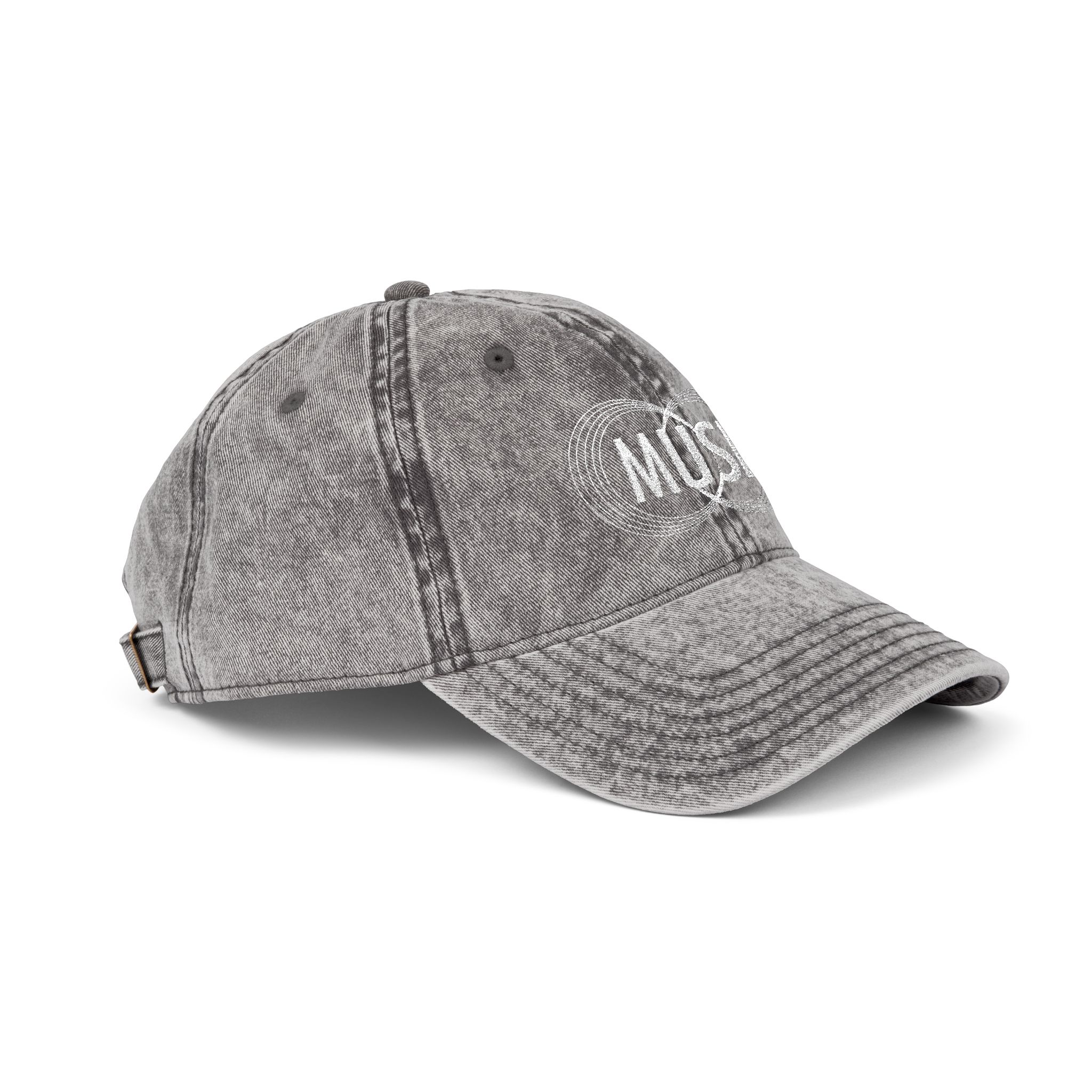 Vintage Embroidered Cap — Distressed Gray 'MUSE' Logo Hat - Image 2
