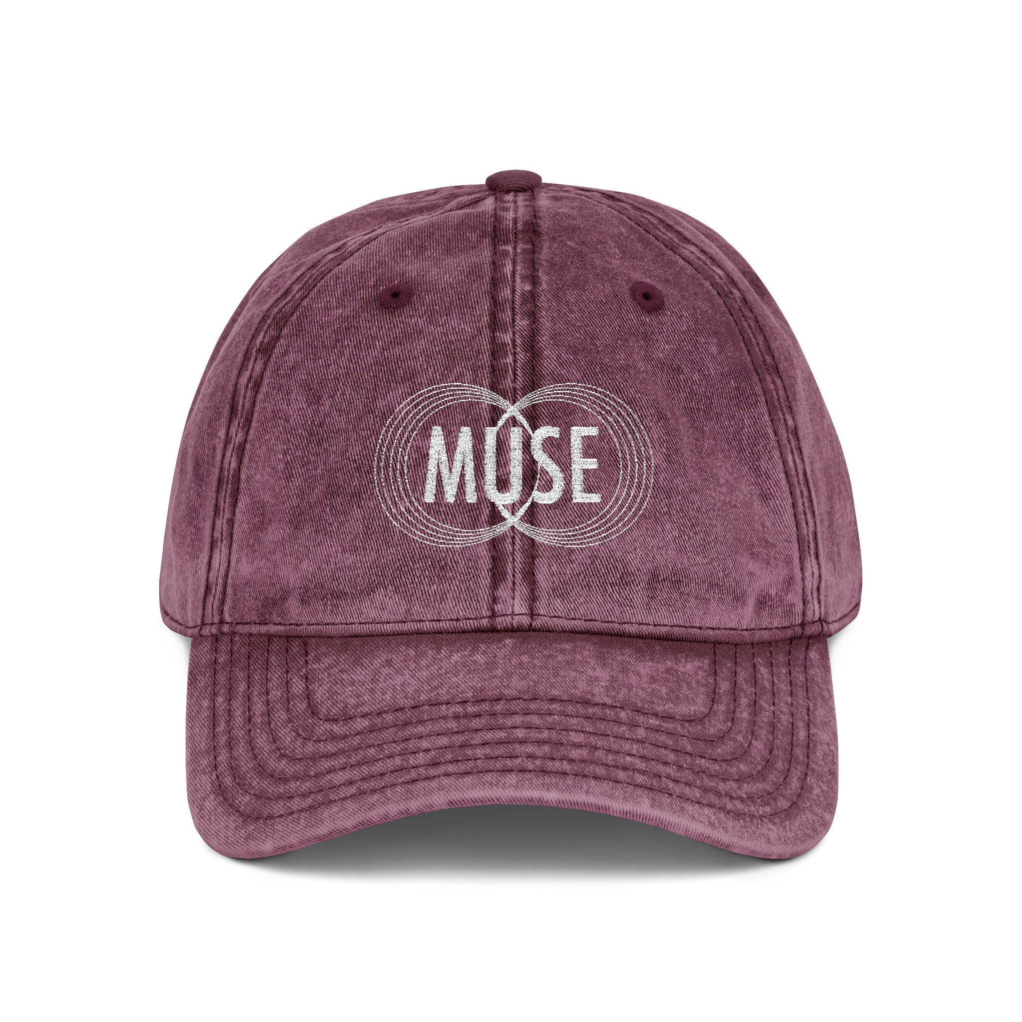 Vintage Embroidered Cap — Distressed Gray 'MUSE' Logo Hat - Image 29