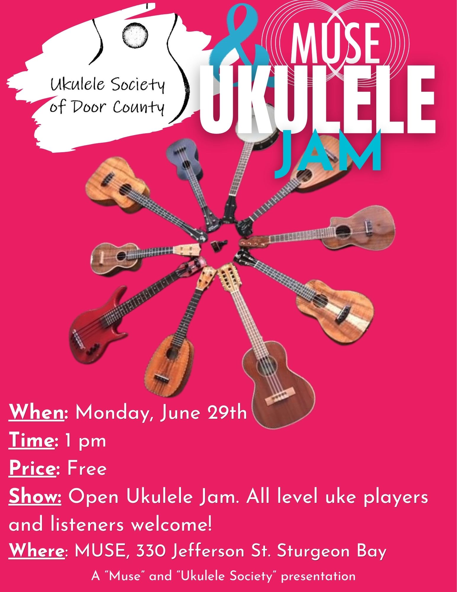 Ukulele Society of Door County Presents: Ukulele Jam at MUSE!